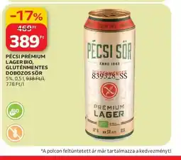 Auchan PÉCSI SÖR PRÉMIUM LAGER BIO ajánlat