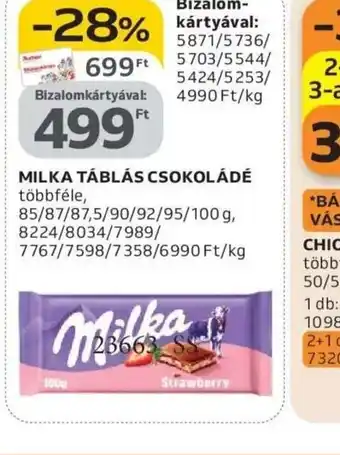 Auchan MILKA TÁBLÁS CSOKOLÁDÉ ajánlat