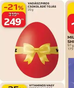 Auchan VADÁSZ PIROS CSOKOLÁDÉ TOJÁS ajánlat