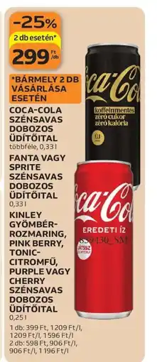 Auchan COCA-COLA, FANTA, SPRITE, KINLEY ÜD EREDETI ÍZ 839430_SMTŐITAL ajánlat