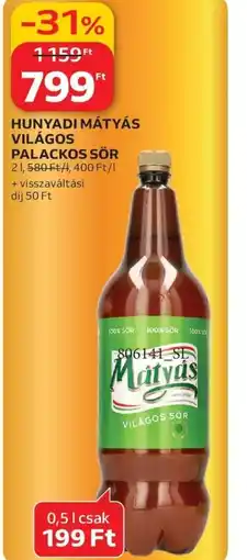 Auchan HUNYADI MÁTYÁS VILÁGOS PALACKOS SÖR ajánlat