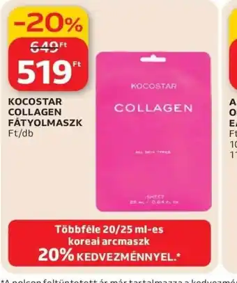 Auchan KOCOSTAR COLLAGEN FÁTYOLMASZK ajánlat