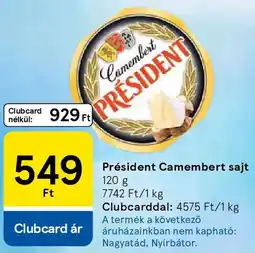 Tesco Président Camembert sajt ajánlat