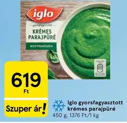 Tesco Iglo gyorsfagyasztott krémes parajpüré ajánlat