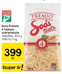 Tesco Soós Premio 4 tojásos száraztészta ajánlat