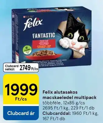Tesco Felix alutasakos macskaeledel multipack ajánlat