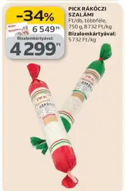 Auchan PICK Rákóczi szalámi ajánlat