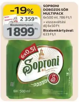 Auchan Soproni Dobozos Sör Multipack ajánlat