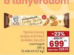 Spar Tante Fanny teljes kiőrlésű leveles tészta ajánlat