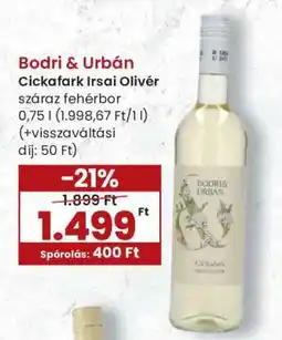 Spar Bodri & Urbán Cickafark Irsai Olivér ajánlat