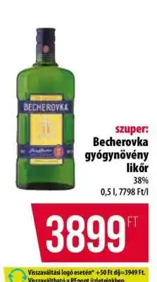 Coop Becherovka gyógynövény likőr ajánlat