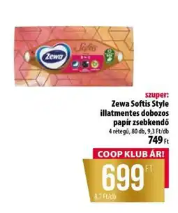 Coop Zewa Softis Style illatmentes dobozos papír zsebkendő ajánlat
