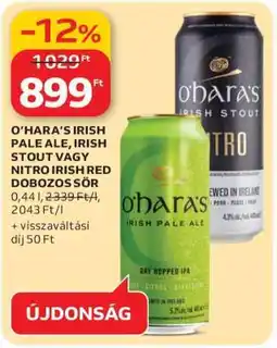 Auchan O’Hara’s Irish Pale Ale, Irish Stout vagy Nitro Irish Red dobozos sör ajánlat