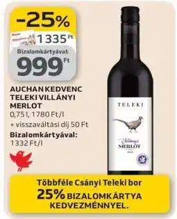 Auchan AUCHAN KEDVENC TELEKI VILLÁNYI MERLOT ajánlat