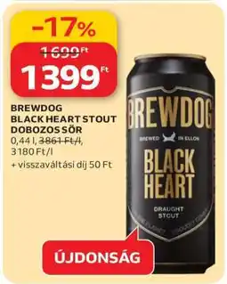 Auchan BREWDOG BLACK HEART STOUT DOBOZOS SÖR ajánlat