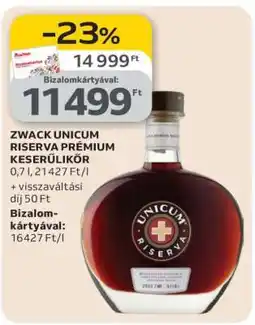 Auchan Zwack Unicum Riserva Prémium Keserűlikőr ajánlat