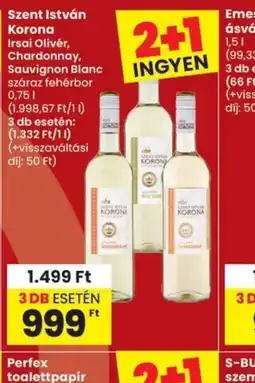 Spar Szent István Korona száraz fehérbor ajánlat