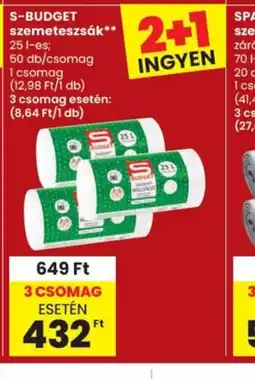 Spar S-BUDGET szemeteszsák ajánlat