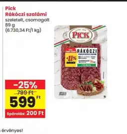 Spar Pick Rákczi szalámi ajánlat