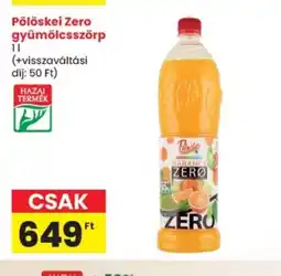 Spar Pölöskei Zero gyümölcsszörp ajánlat