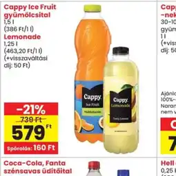 Spar Cappy gyümölcsital/limonádé ajánlat