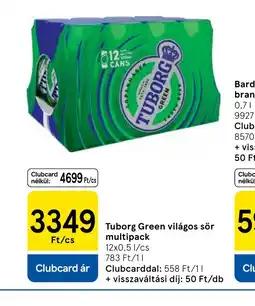 Tesco TUBORG GREEN világos sör ajánlat