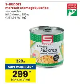 Interspar S-BUDGET morzsolt csemegekukorica ajánlat