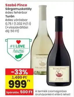 Interspar Szabó Pince Sárgamuskotály ajánlat