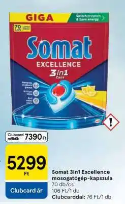 Tesco Somat 3in1 Excellence mosogatógép-kapszula ajánlat