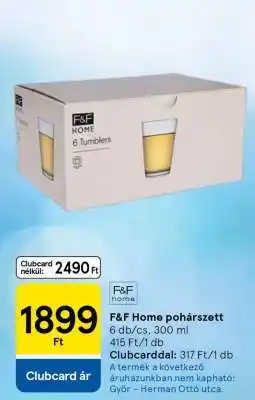 Tesco F&F Home pohárszett ajánlat