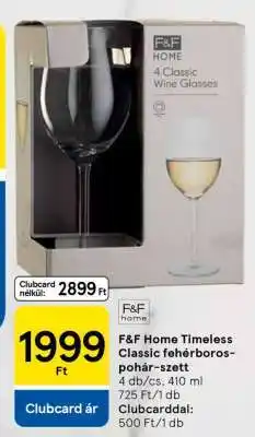 Tesco F&F Home Timeless Classic fehérboros-pohár-szett ajánlat