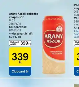 Tesco Arany Ászok dobozos sör ajánlat