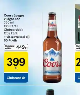 Tesco Coors üveges világos sör ajánlat