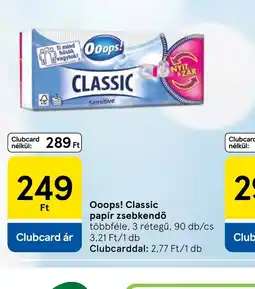 Tesco Ooops! Classic papír zsebkendő ajánlat