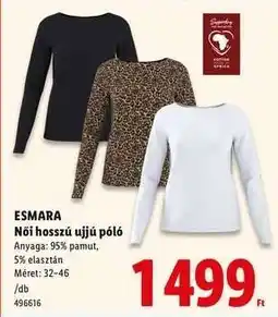 Lidl ESMARA Női hosszú ujjú póló ajánlat