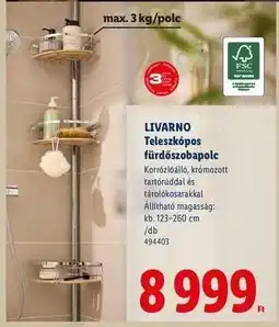 Lidl Livarno Teleszkópos fürdőszobapolc ajánlat