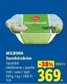 Lidl MILBONA Szendvicskrém ajánlat