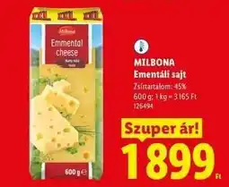 Lidl Milbona Emmentáli sajt ajánlat