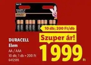 Lidl DURACELL Elem ajánlat
