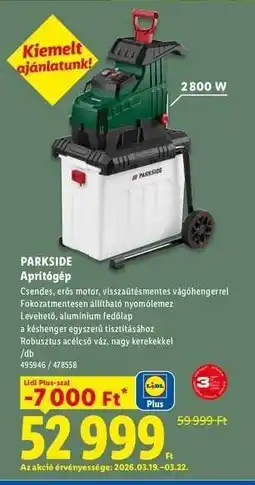 Lidl PARKSIDE Aprítógép ajánlat