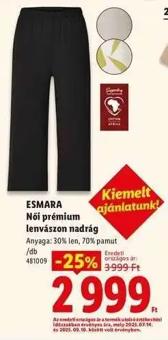 Lidl esmara Női prémium lenvászon nadrág ajánlat