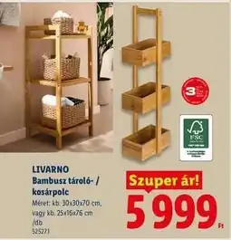 Lidl LIVARNO Bambusz tároló- / kosárpolc ajánlat