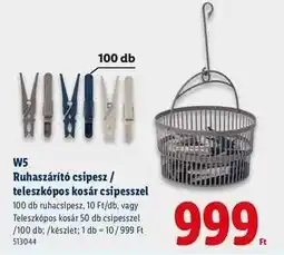 Lidl W5 Ruhaszárító csipesz / teleszkópos kosár csipesszel ajánlat
