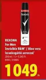 Lidl REXONA For Men Invisible B&W / Aloe vera izzadásgátló aeroszol ajánlat