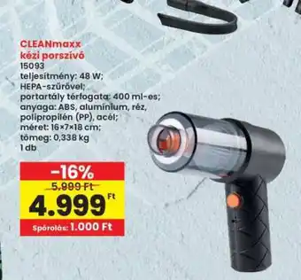 Interspar CLEANmaxx kézi porszívó ajánlat