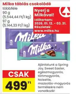 Spar MILKA Táblás csokoládé ajánlat