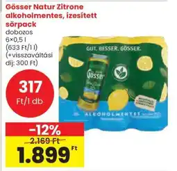 Spar Gösser Natur Zitrone alkoholmentes, ízesített sörpack ajánlat
