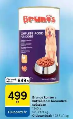 Tesco Brunos konzerv kutyaeledel baromfival szószban ajánlat