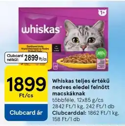 Tesco Whiskas teljes értékű nedves eledel felnőtt macskáknak ajánlat