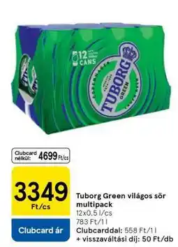 Tesco Tuborg Green világos sör multipack ajánlat